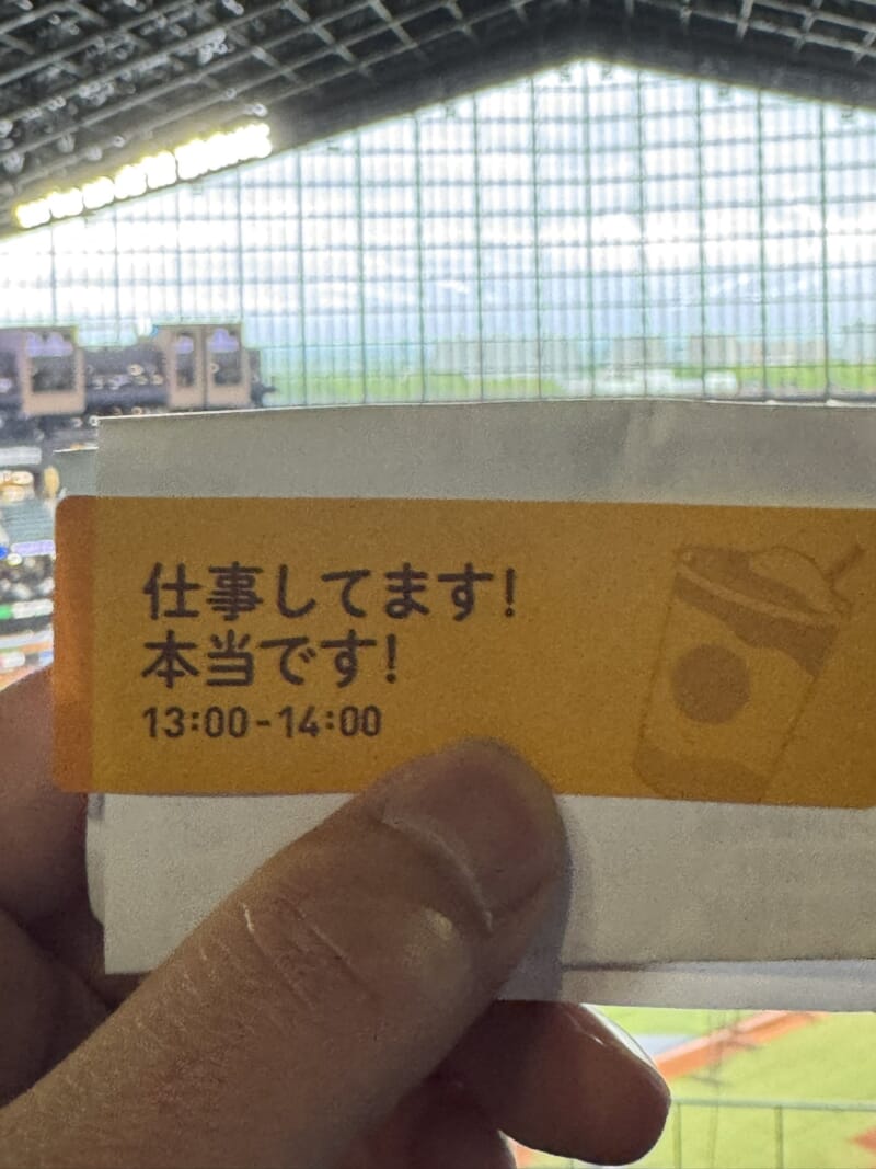 Image for the Tweet beginning: こんにちは。
今日はエスコンフィールドに交流戦を観戦に来ています。仕事？もちろんしていますよ？たまに息抜きしないと…＜ｲｷﾇｷﾊﾞｶﾘﾀﾞﾛ
最近、慣れない営業メールや営業関連の打ち合わせをしてるので、いつもと違う筋肉を使っていてバテ気味です。そのうち慣れるのでしょうが… 